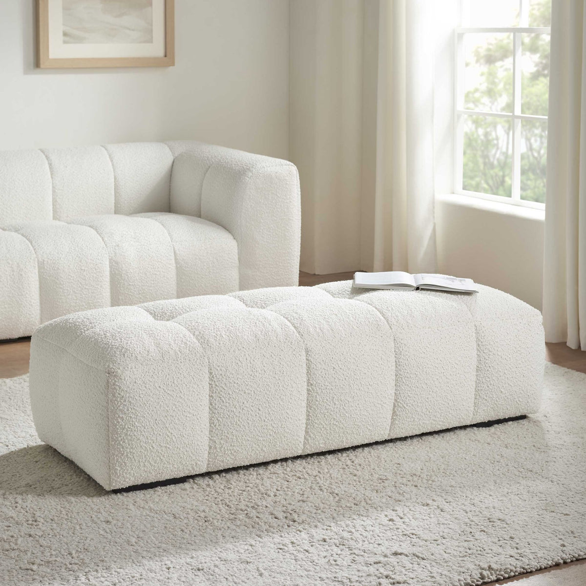 Manhattan Boucle Pouffe - Off White - DUSK