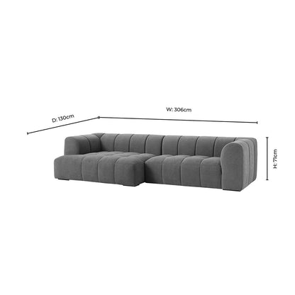 Manhattan Left Hand Chaise Sofa - Chenille Mushroom - DUSK