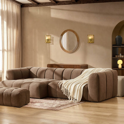 Manhattan Left Hand Chaise Sofa - Chenille Mushroom - DUSK
