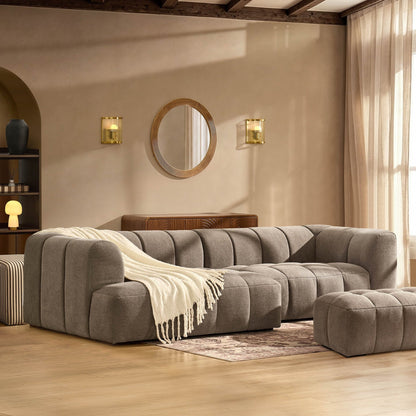 Manhattan Left Hand Chaise Sofa - Chenille Mushroom - DUSK
