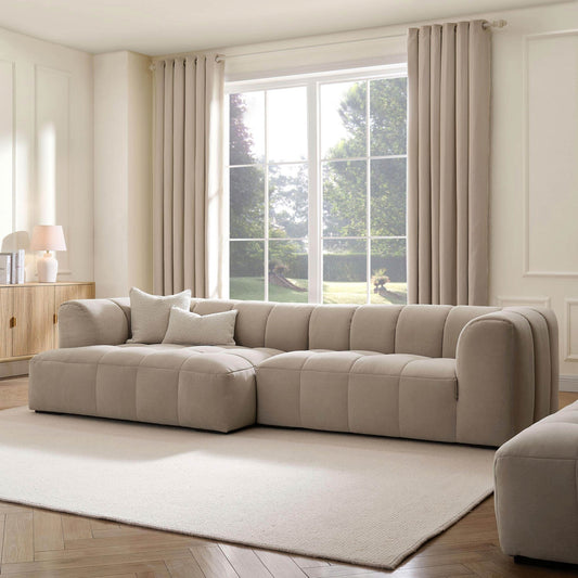 Manhattan Left Hand Large Chaise Sofa - Stone - DUSK