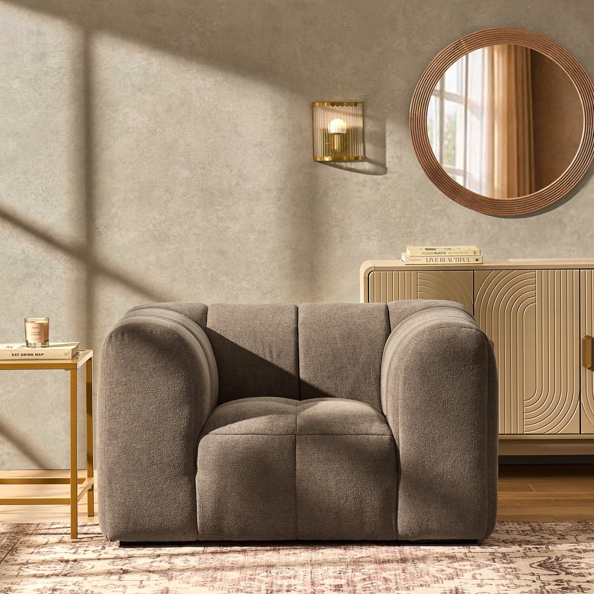 Manhattan Loveseat - Chenille Mushroom - DUSK