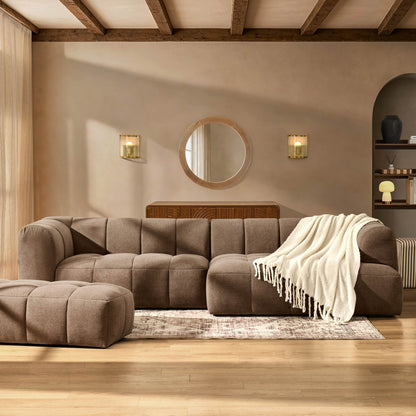 Manhattan Right Hand Chaise Sofa - Chenille Mushroom - DUSK