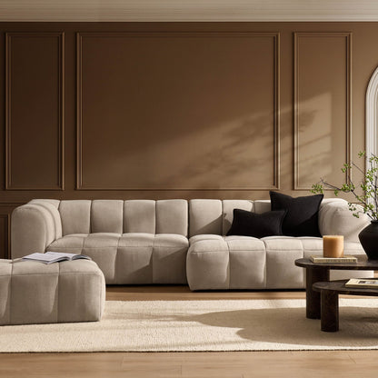 Manhattan Right Hand Chaise Sofa - Chenille Oatmeal - DUSK