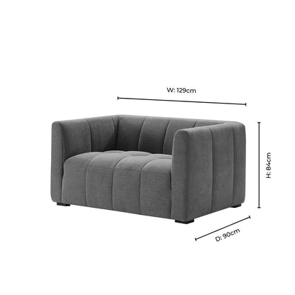 Manhattan Slim Arm Compact 2 Seater Sofa - Chenille Oatmeal - DUSK
