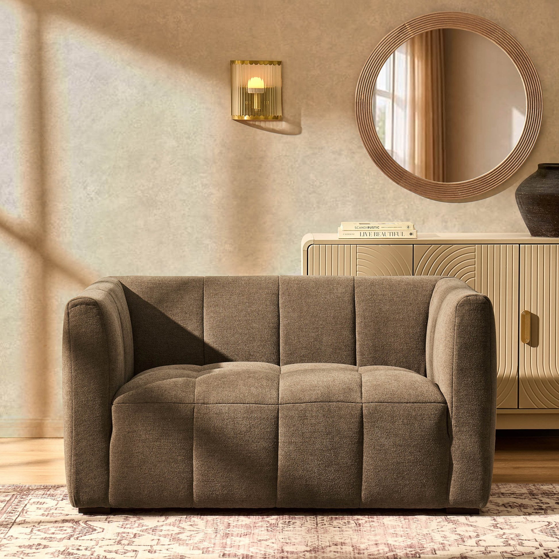 Manhatten Compact 2 Seater Sofa - Chenille Mushroom - DUSK