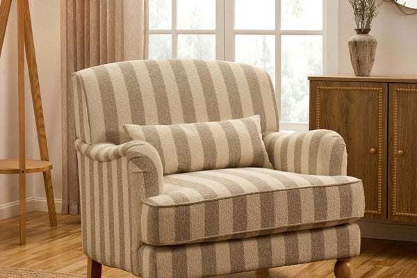Mara Armchair - Natural Boucle Stripe - DUSK