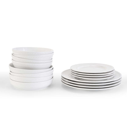 Margalo Beaded 16 Piece Dinner Set - White - DUSK
