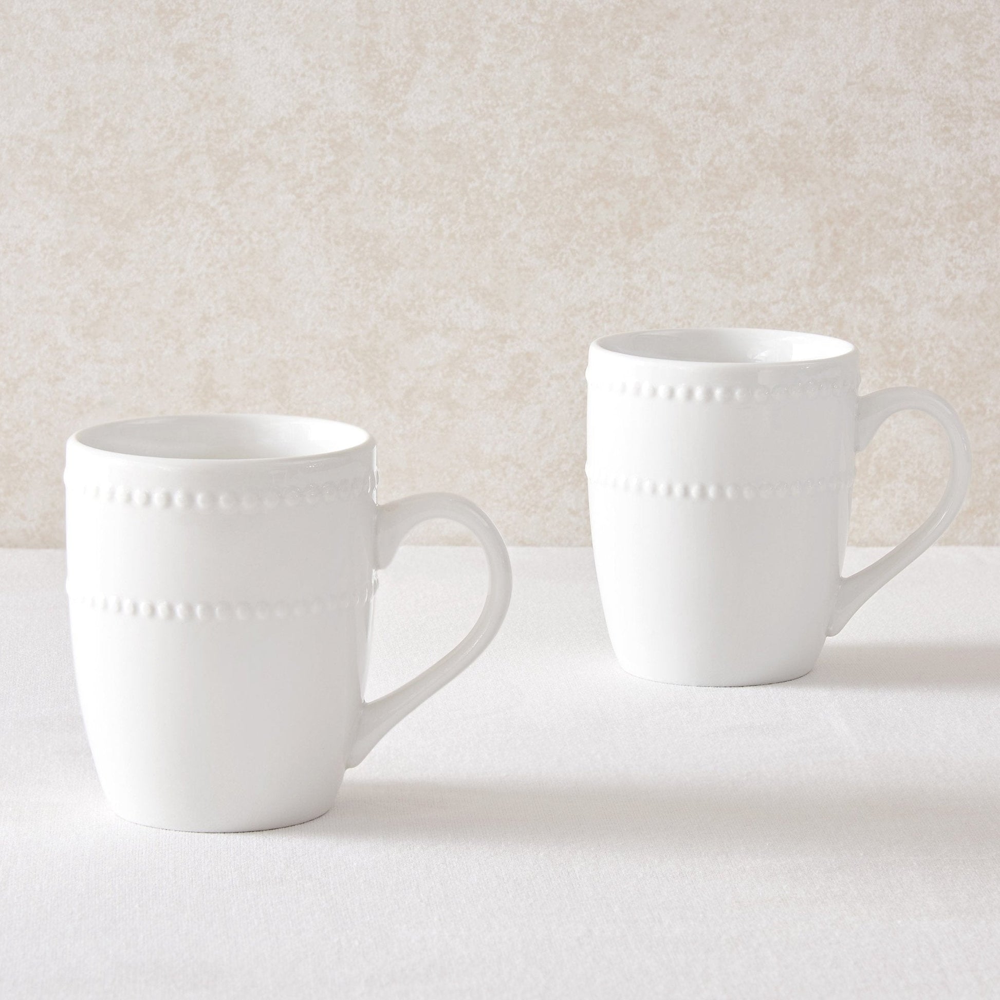 Margalo Beaded Set of 2 Mugs - White - DUSK