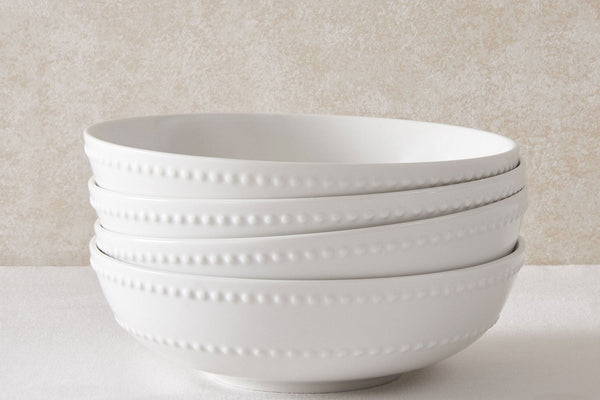 Margalo Beaded Set of 4 Cereal Bowls - White - DUSK