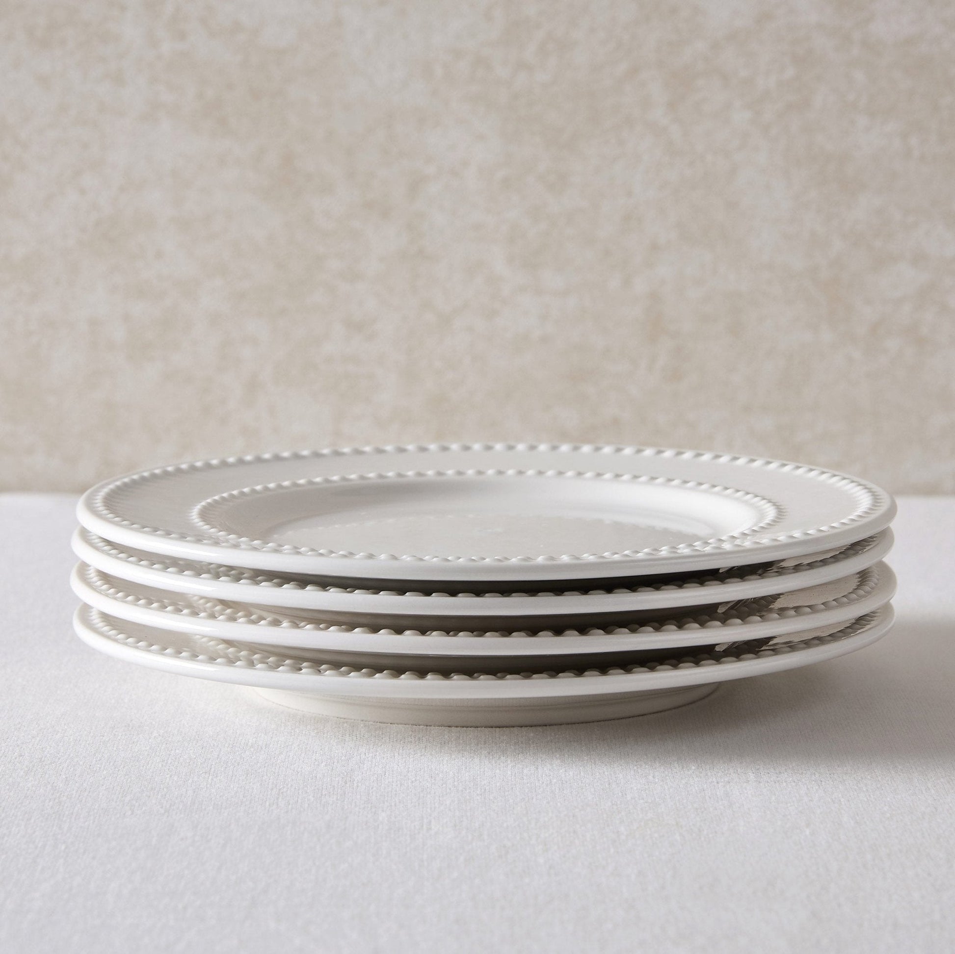 Margalo Beaded Set of 4 Side Plates - White - DUSK