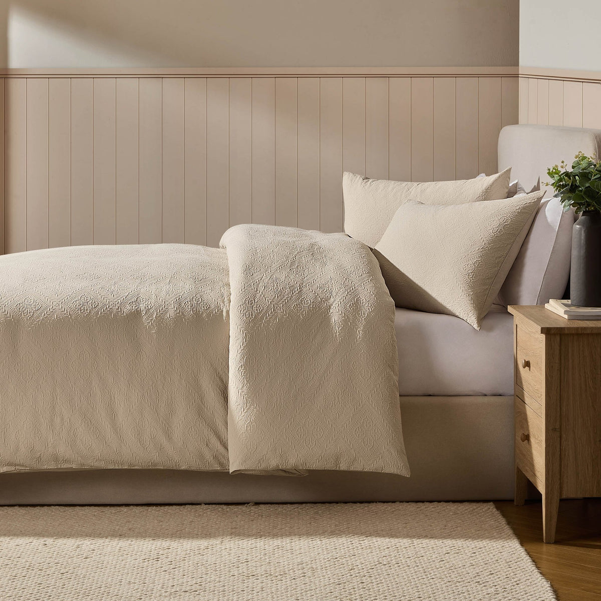 Margot 200 Thread Count Duvet Cover & Pillowcase Set - Natural - DUSK
