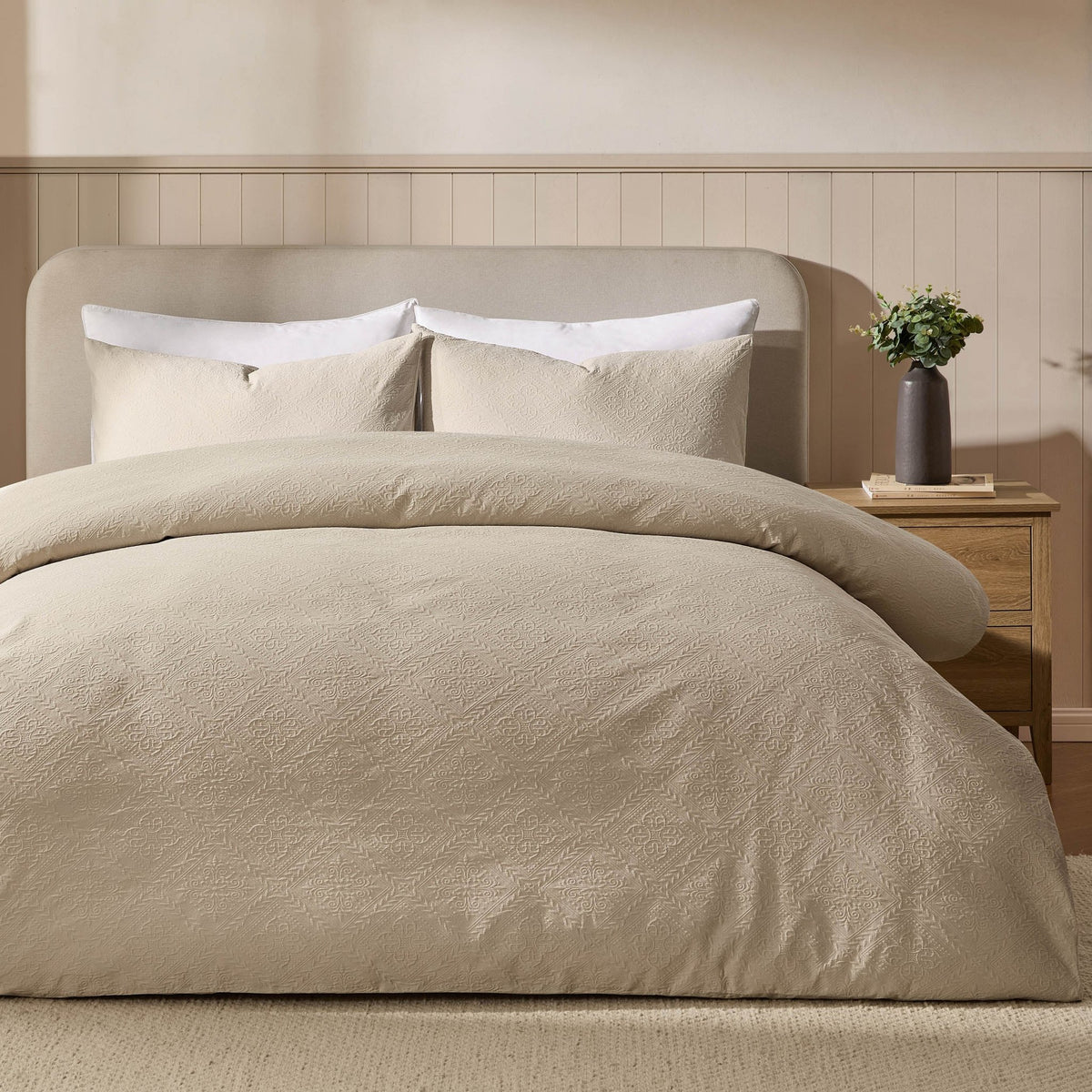 Margot 200 Thread Count Duvet Cover & Pillowcase Set - Natural - DUSK