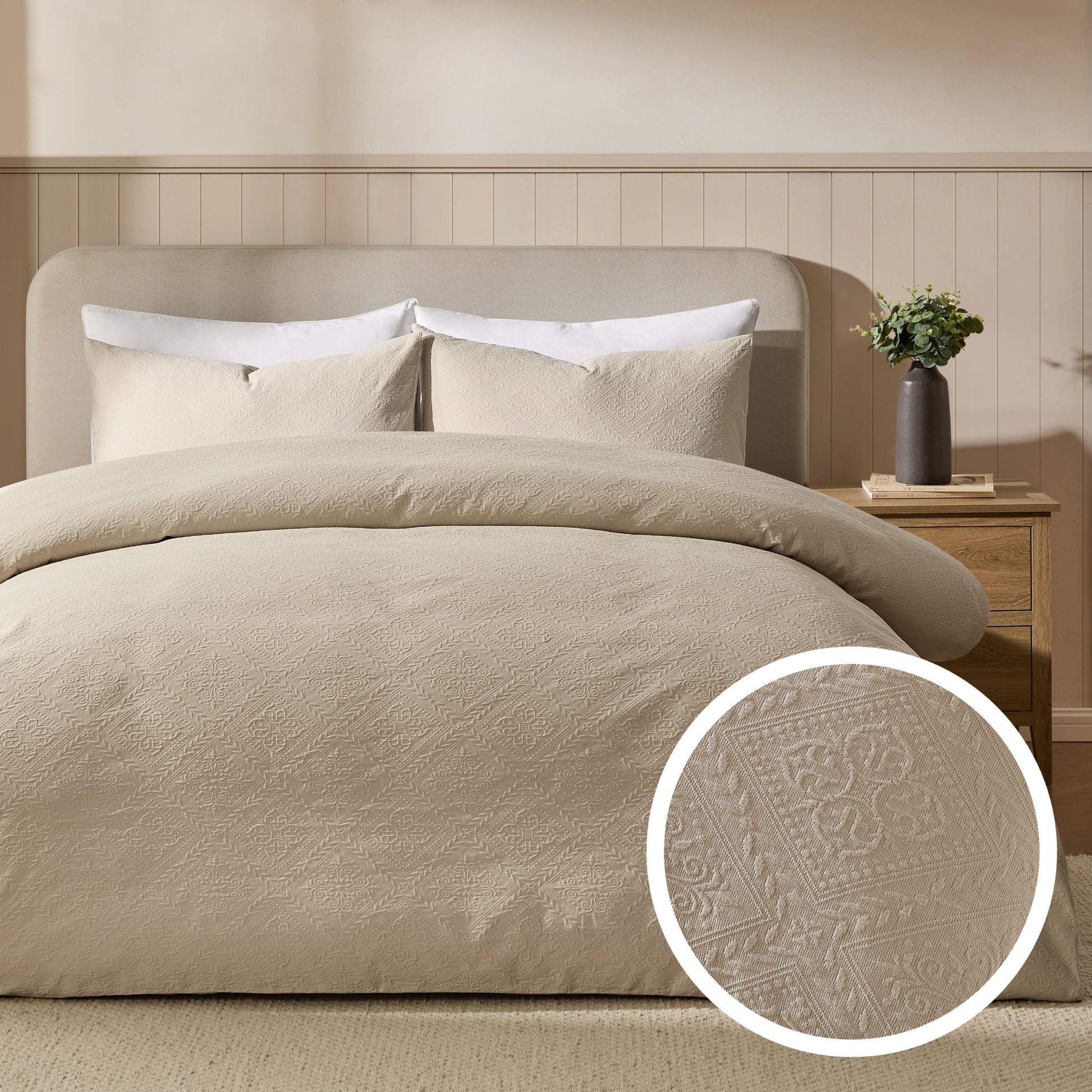 Margot 200 Thread Count Duvet Cover & Pillowcase Set - Natural - DUSK