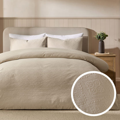 Margot 200 Thread Count Duvet Cover & Pillowcase Set - Natural - DUSK