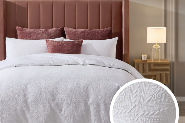 Margot 200 Thread Count Duvet Cover & Pillowcase Set - White - DUSK