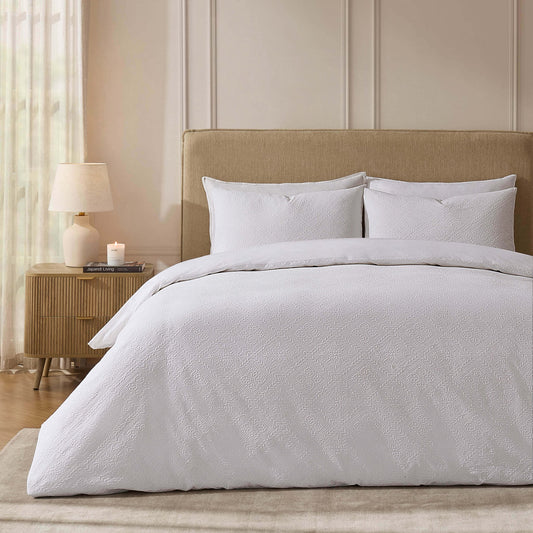 Margot 200 Thread Count Duvet Cover & Pillowcase Set - White - DUSK