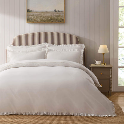 Marion 200 Thread Count Ruffle Edge Duvet Cover - Ecru - DUSK