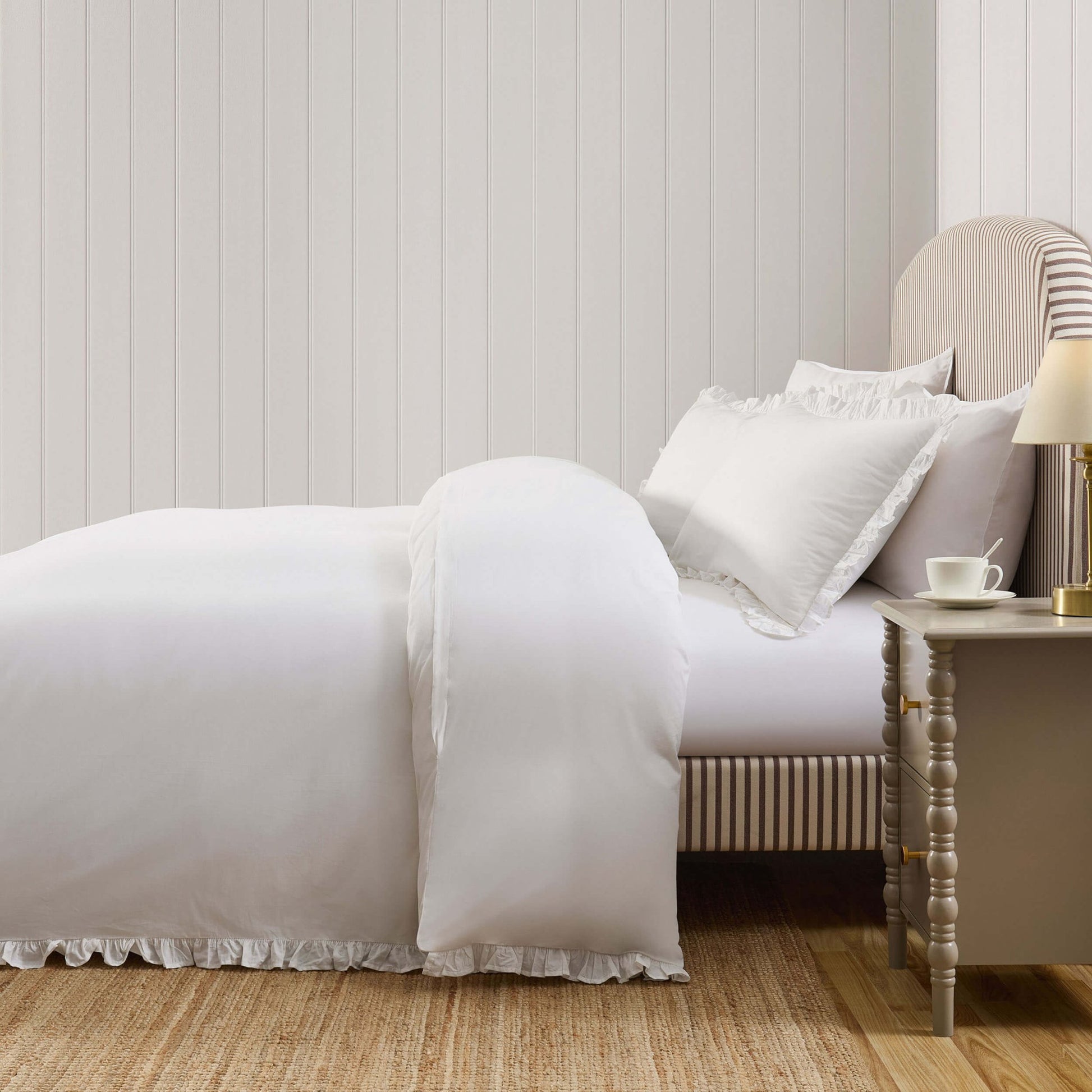 Marion 200 Thread Count Ruffle Edge Duvet Cover - Ecru - DUSK