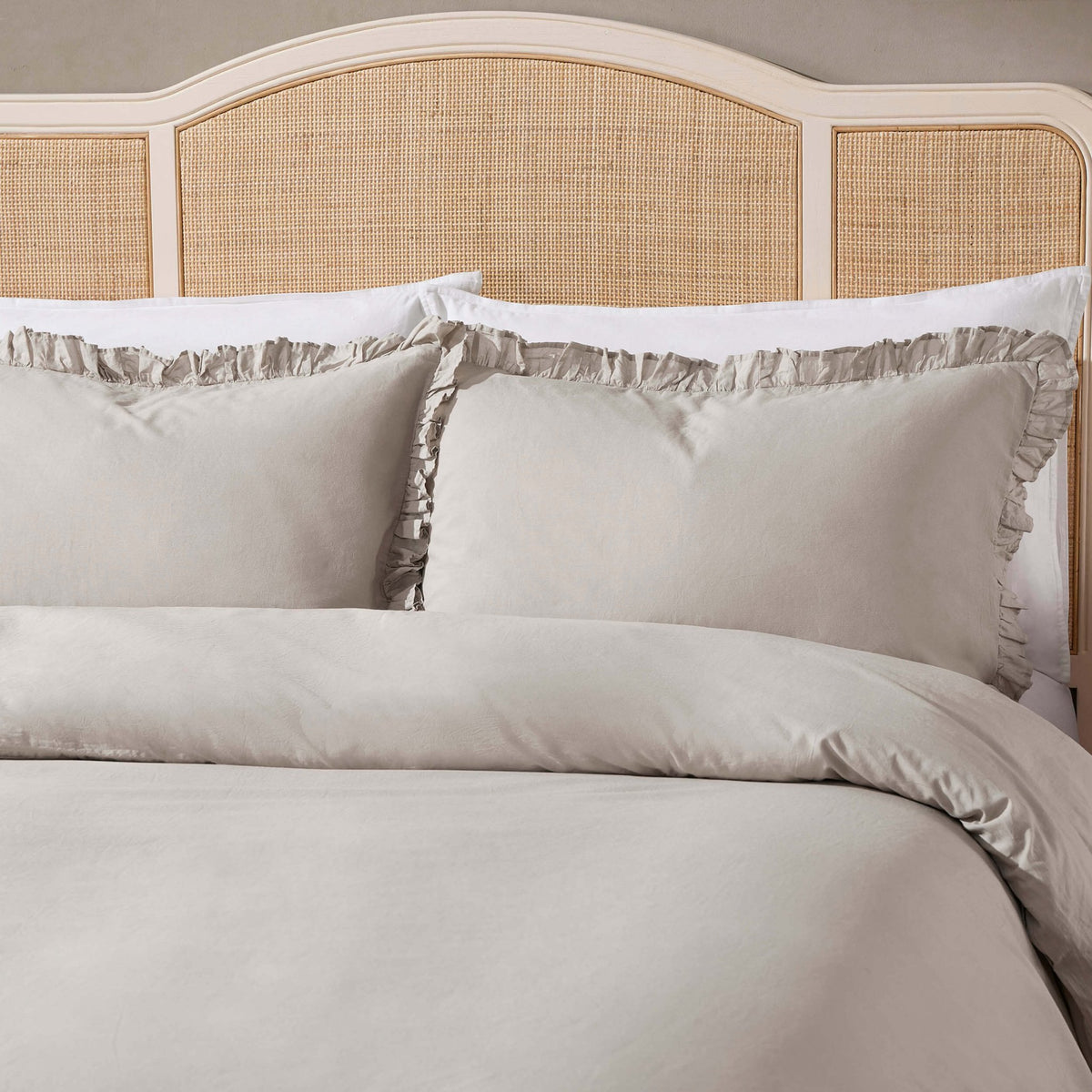 Marion Ruffle Edge Duvet Cover - Washed Cotton - Sand - DUSK
