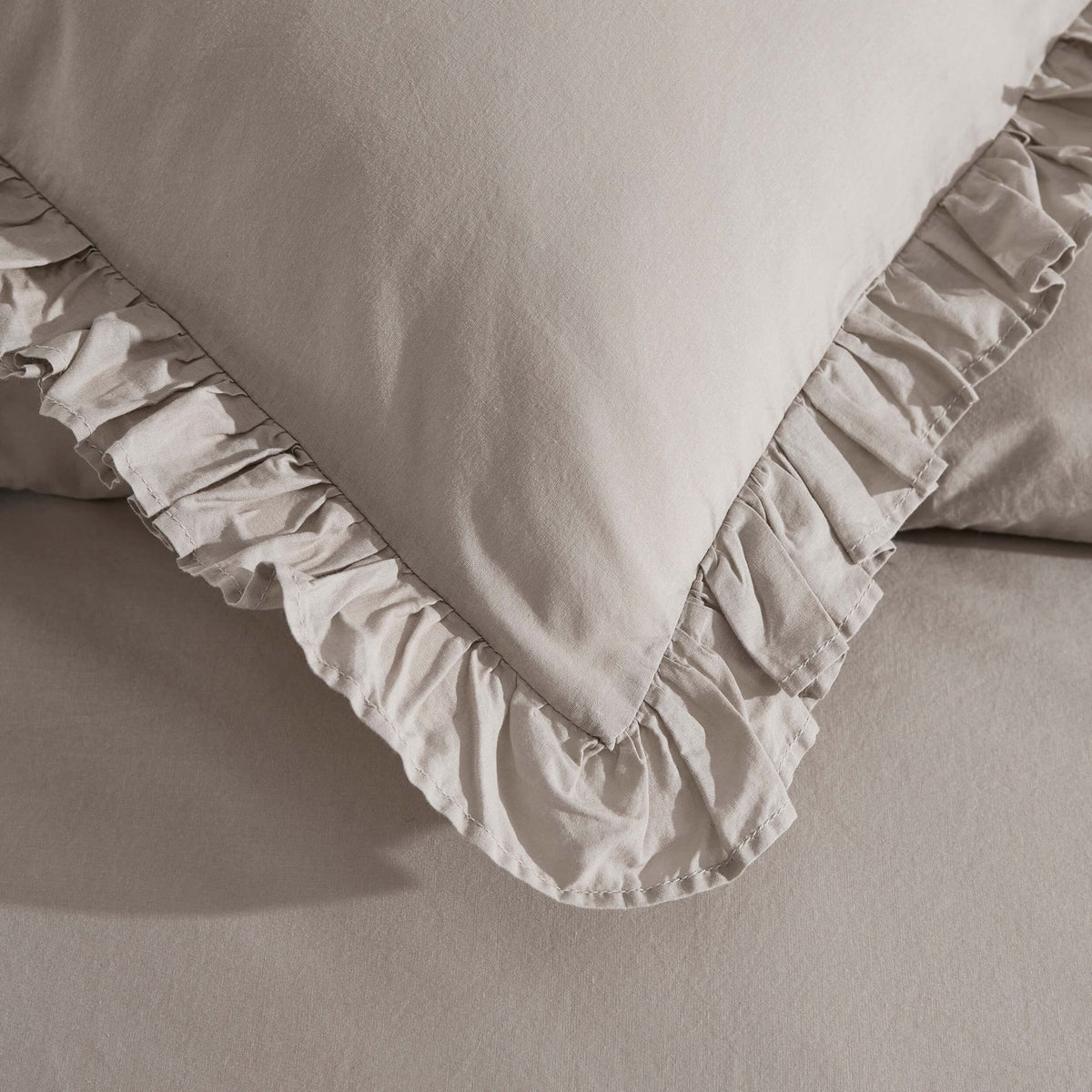 Marion Ruffle Edge Duvet Cover - Washed Cotton - Sand - DUSK