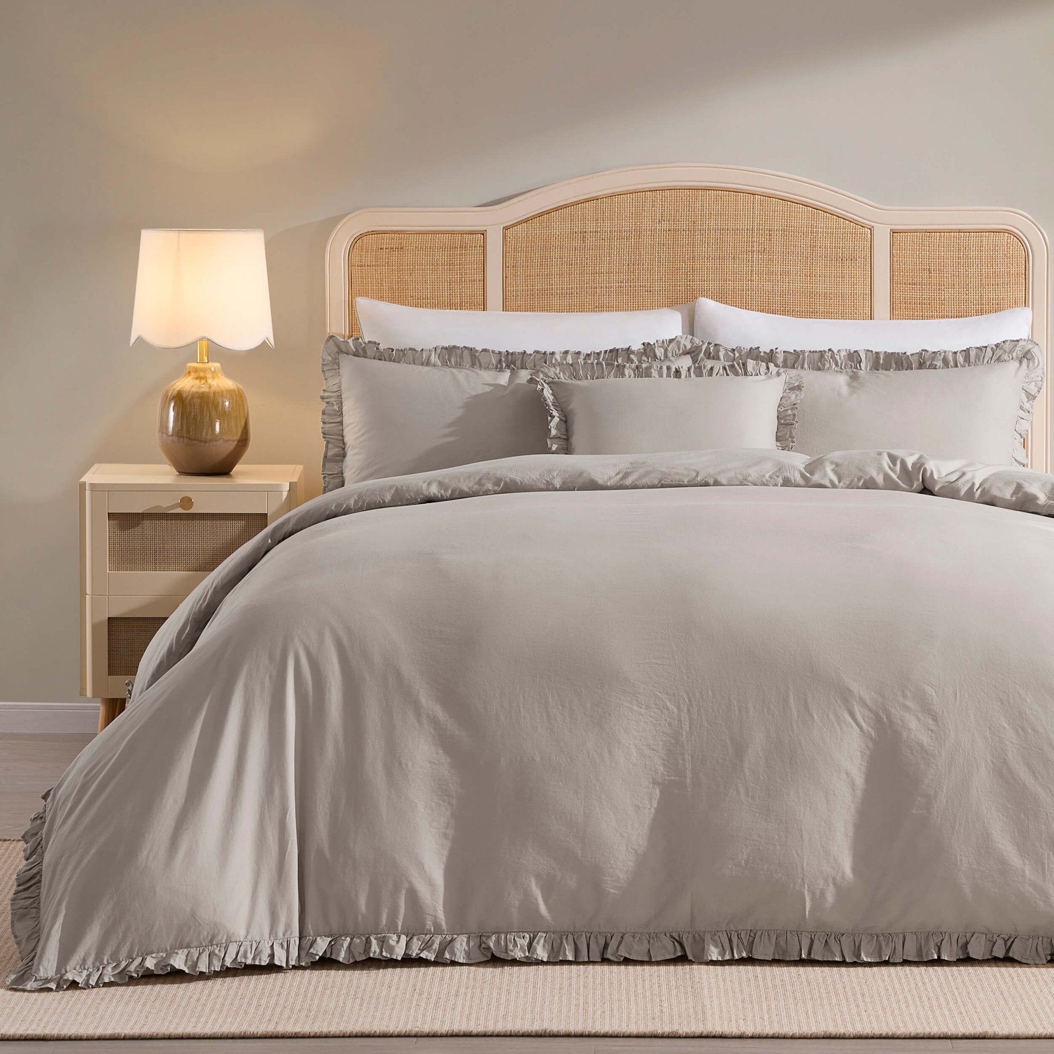 Marion Ruffle Edge Duvet Cover - Washed Cotton - Sand - DUSK