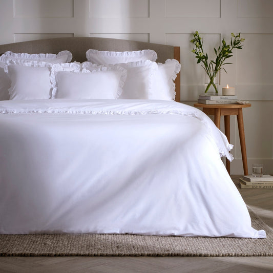 Marion Ruffle Edge Square Pillowcases - Ecru - DUSK