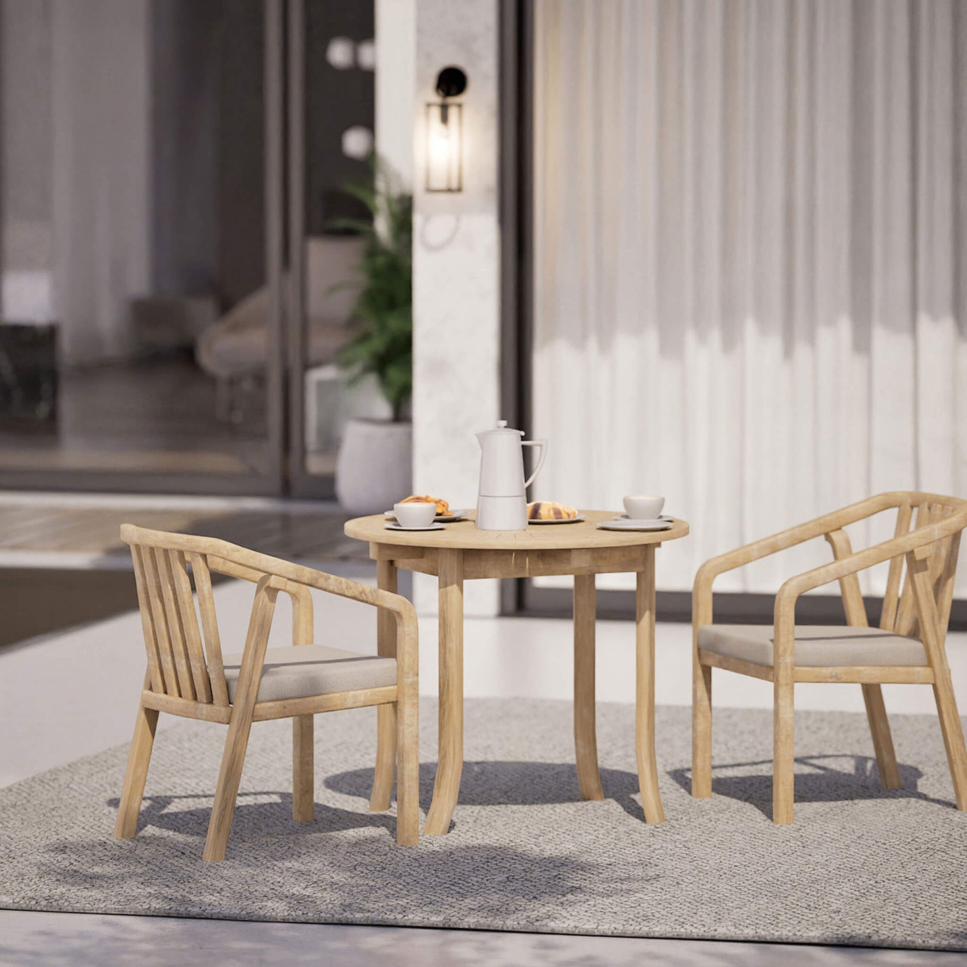 Maris Outdoor 2 Seater Round Bistro Dining Table - Natural - DUSK
