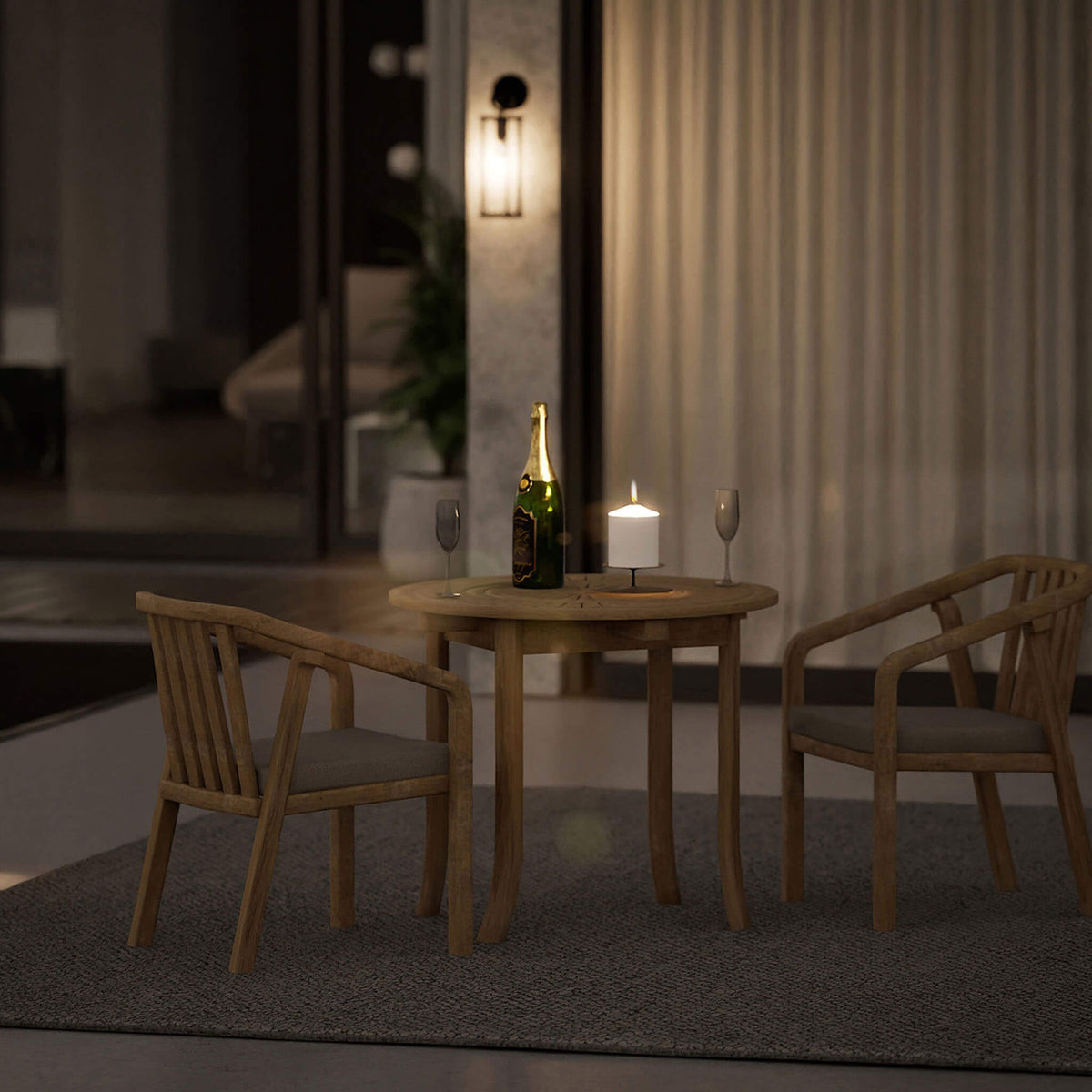 Maris Outdoor 2 Seater Round Bistro Dining Table - Natural - DUSK