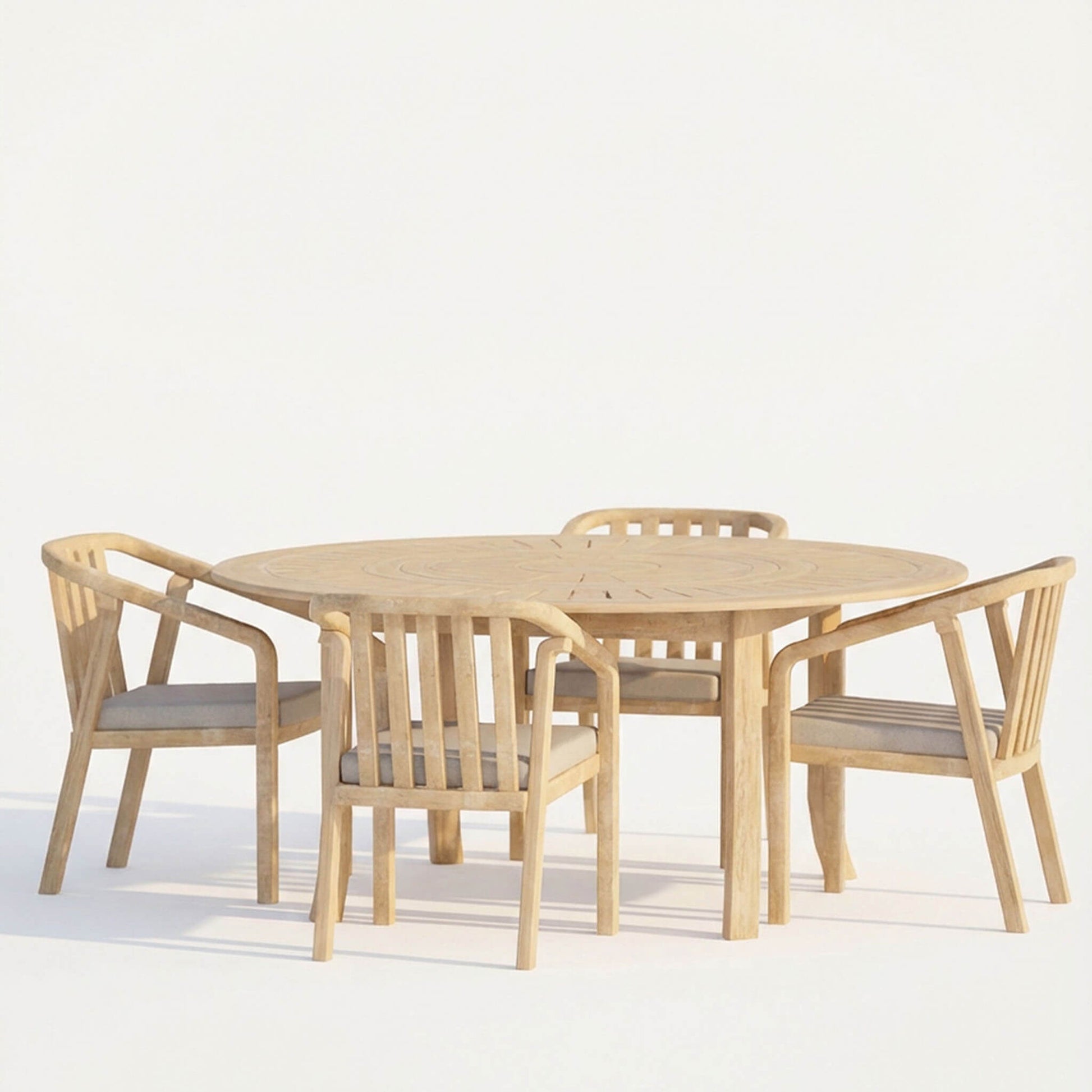 Maris Outdoor 4 Seater Round Dining Table Set - Natural - DUSK