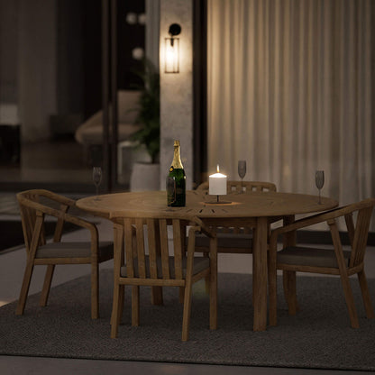 Maris Outdoor 4 Seater Round Dining Table Set - Natural - DUSK