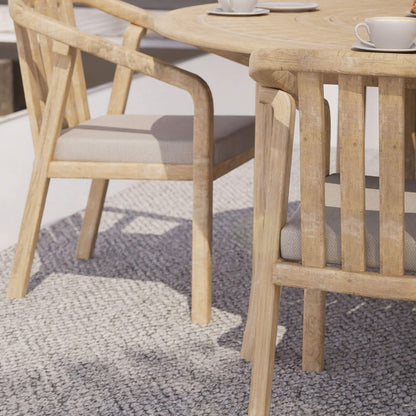 Maris Outdoor 4 Seater Round Dining Table Set - Natural - DUSK