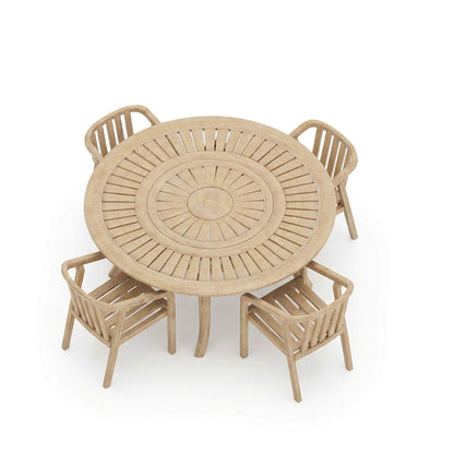 Maris Outdoor 4 Seater Round Dining Table Set - Natural - DUSK