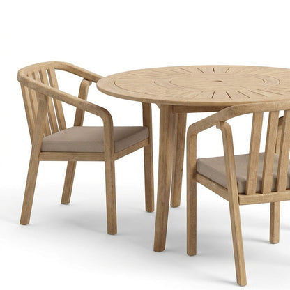 Maris Outdoor 4 Seater Round Dining Table Set - Natural - DUSK