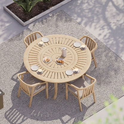 Maris Outdoor 4 Seater Round Dining Table Set - Natural - DUSK