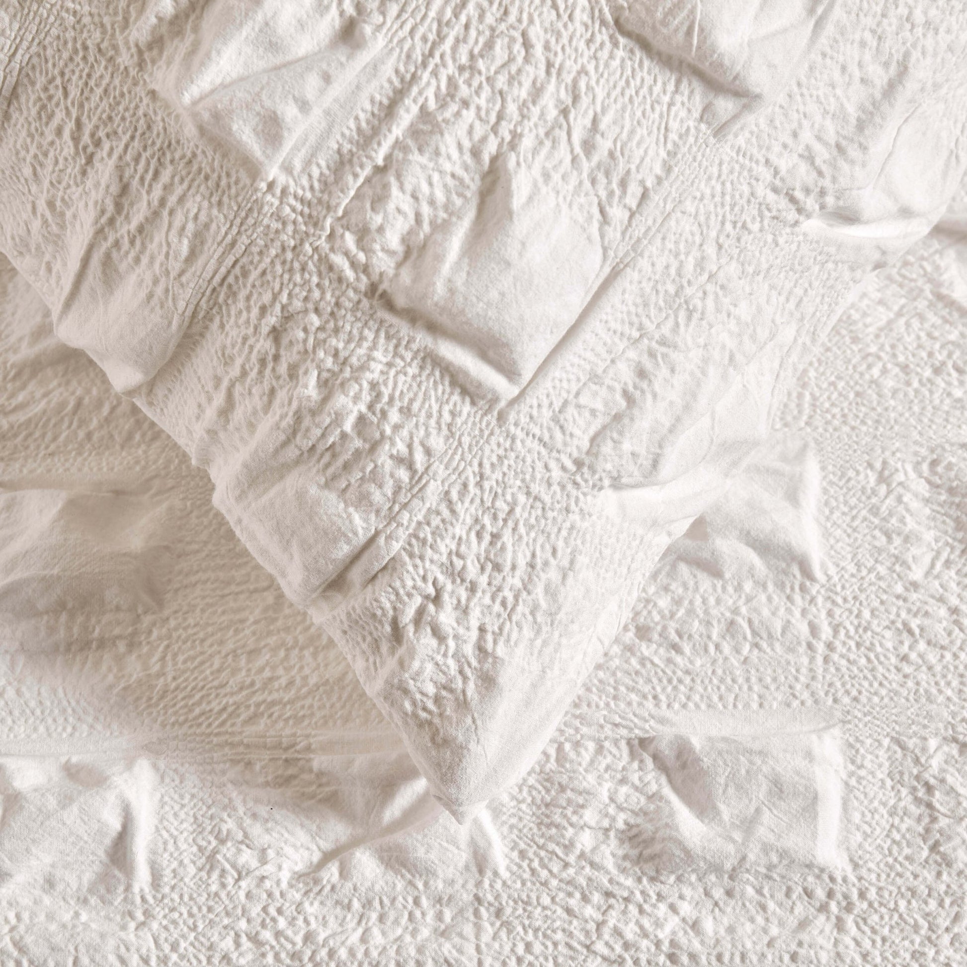 Marissa 100% Cotton Seersucker Check Duvet Cover & Pillowcase Set - White - DUSK