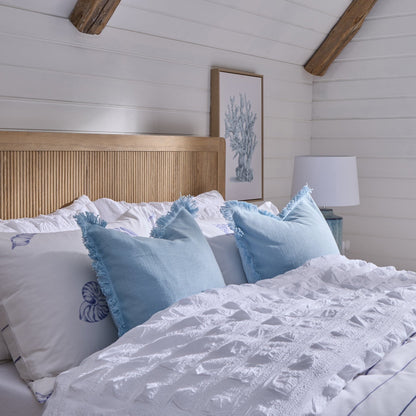 Marissa 100% Cotton Seersucker Check Duvet Cover & Pillowcase Set - White - DUSK
