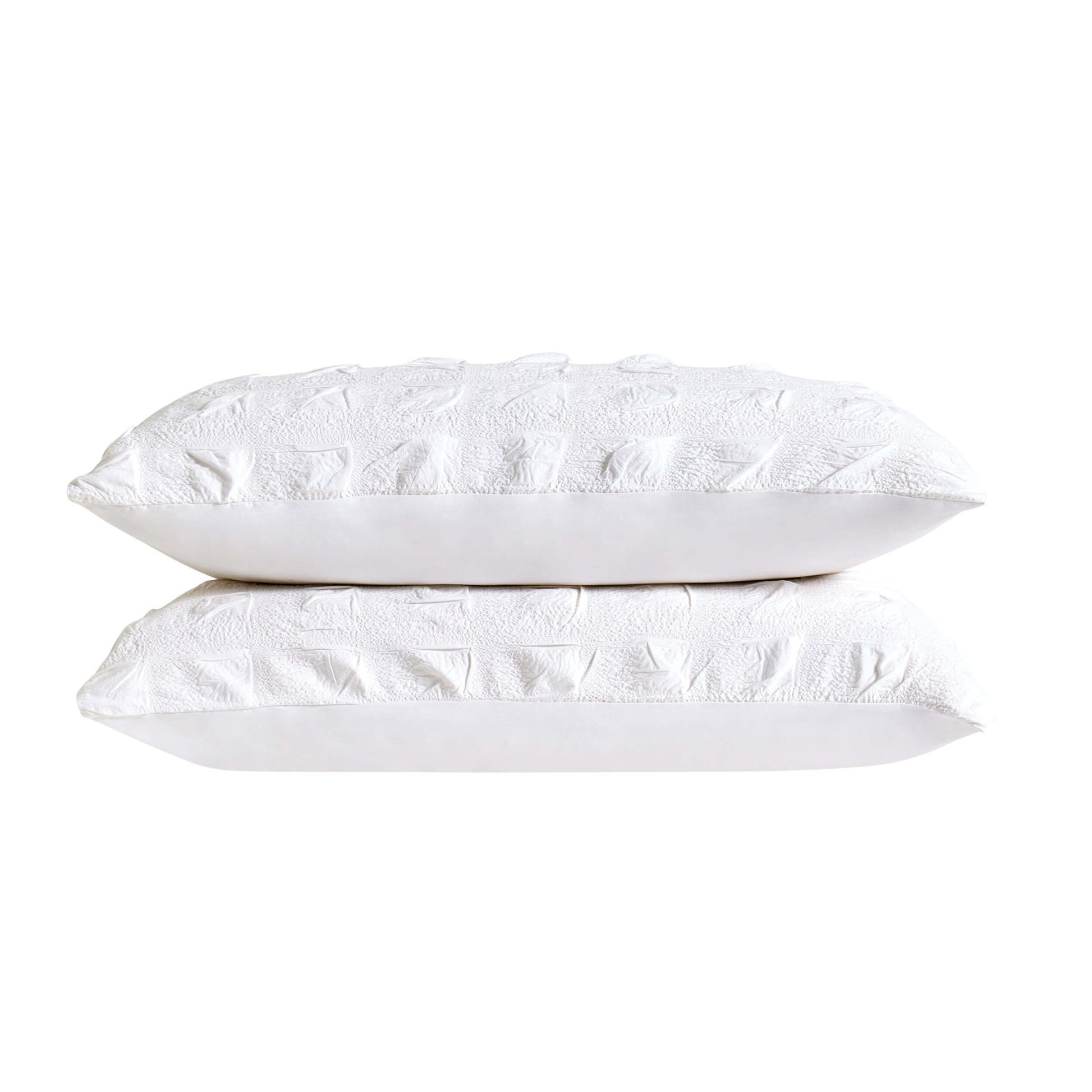 Marissa 100% Cotton Seersucker Check Duvet Cover & Pillowcase Set - White - DUSK