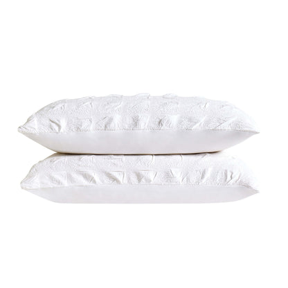 Marissa 100% Cotton Seersucker Check Duvet Cover & Pillowcase Set - White - DUSK