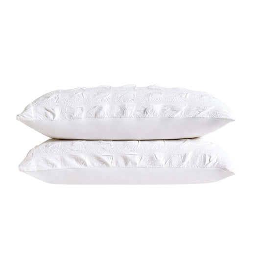 Marissa 100% Cotton Seersucker Check Duvet Cover & Pillowcase Set - White - DUSK