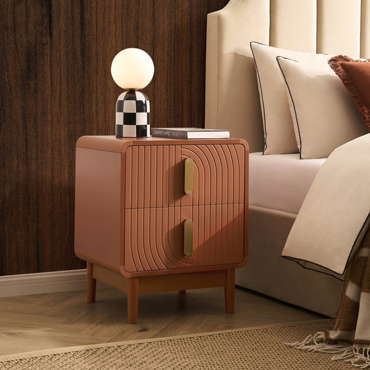 Marnie 2 Drawer Bedside Table - Burnt Orange - DUSK