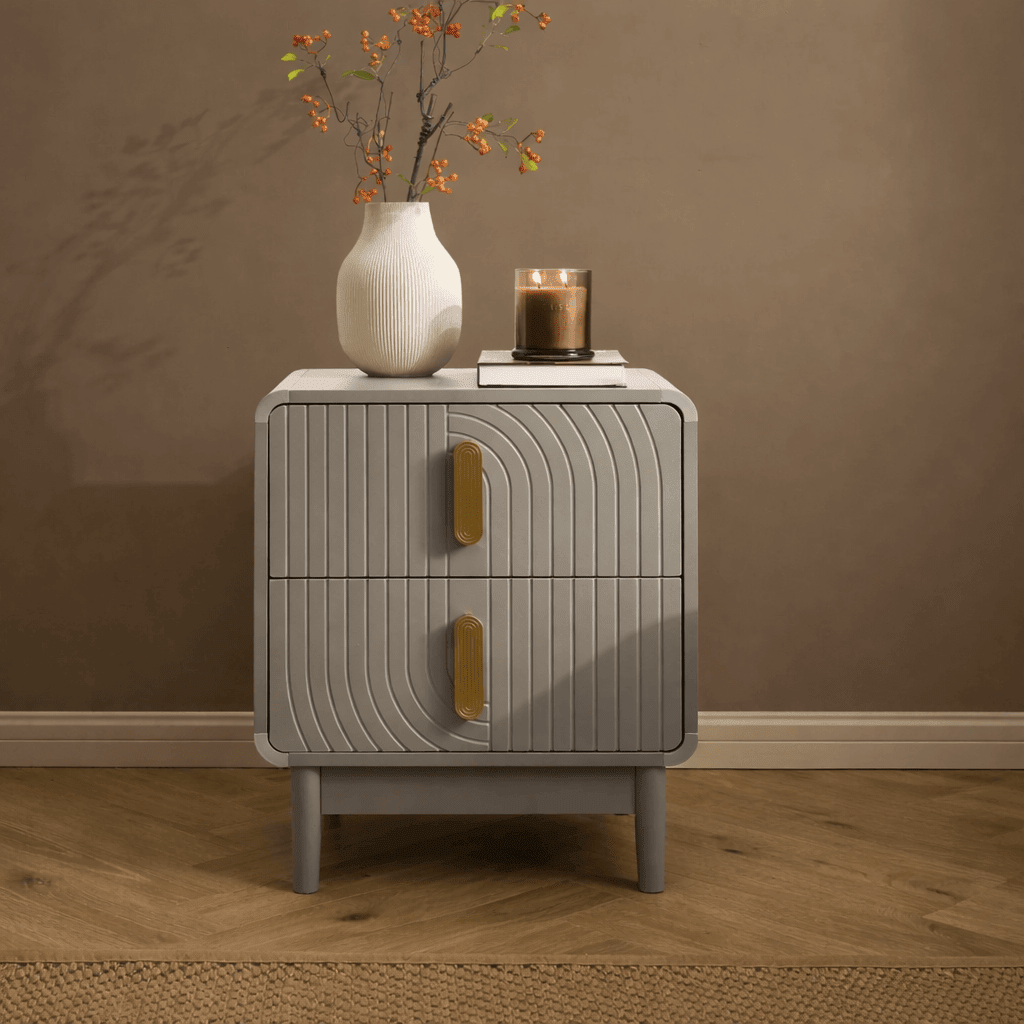 Marnie 2 Drawer Bedside Table - Taupe - DUSK