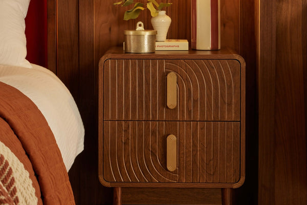 Marnie 2 Drawer Bedside Table - Walnut - DUSK