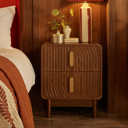 Marnie 2 Drawer Bedside Table - Walnut - DUSK