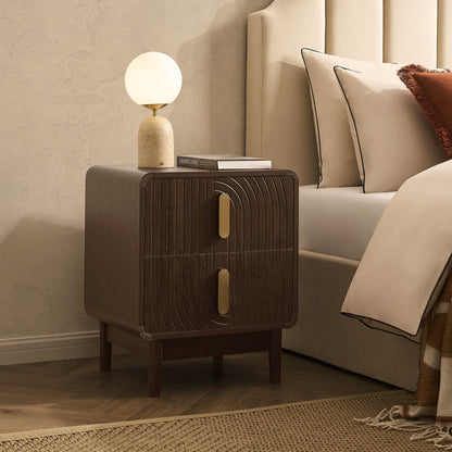 Marnie 2 Drawer Bedside Table - Walnut - DUSK