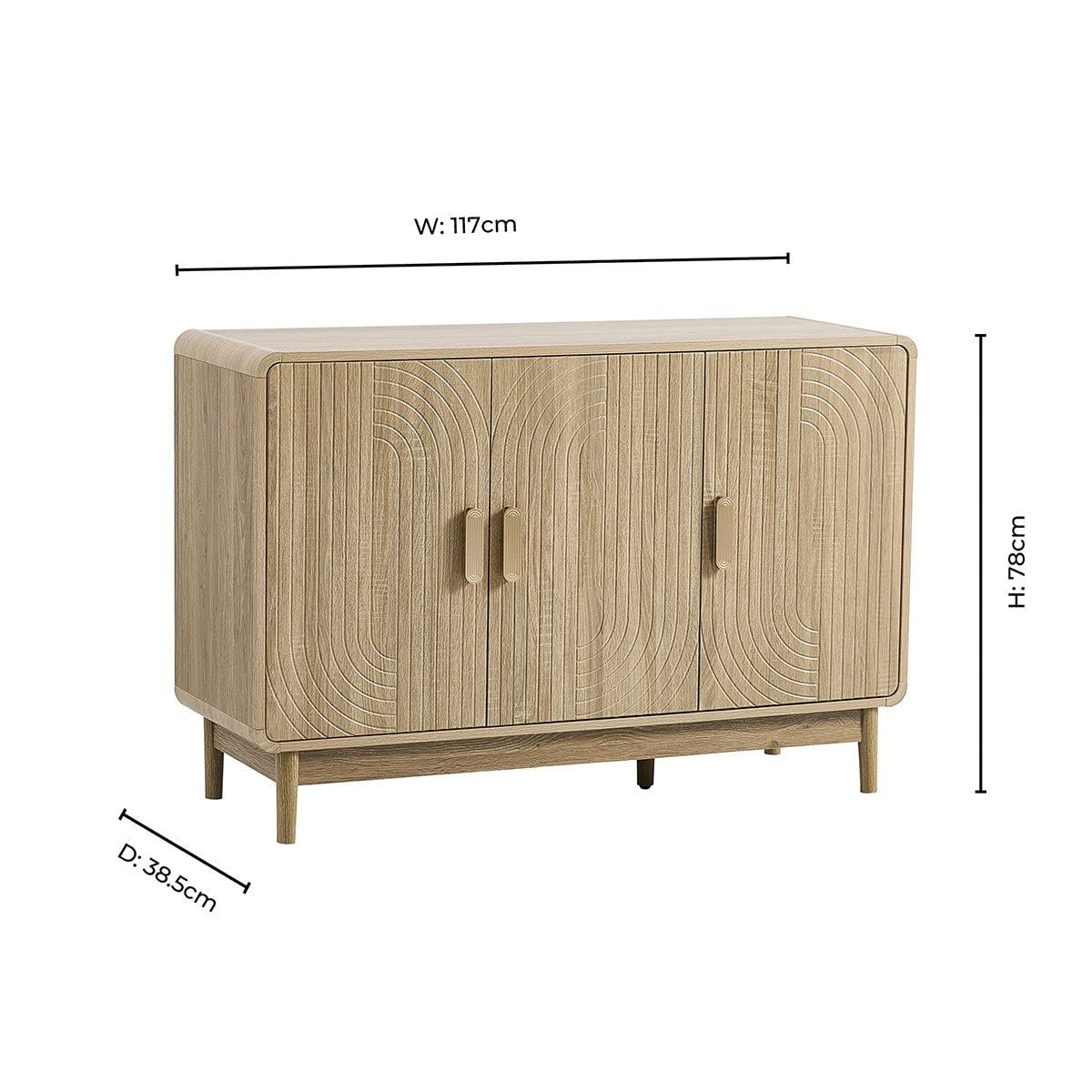 Marnie 3 Door Sideboard - Light Wood - DUSK