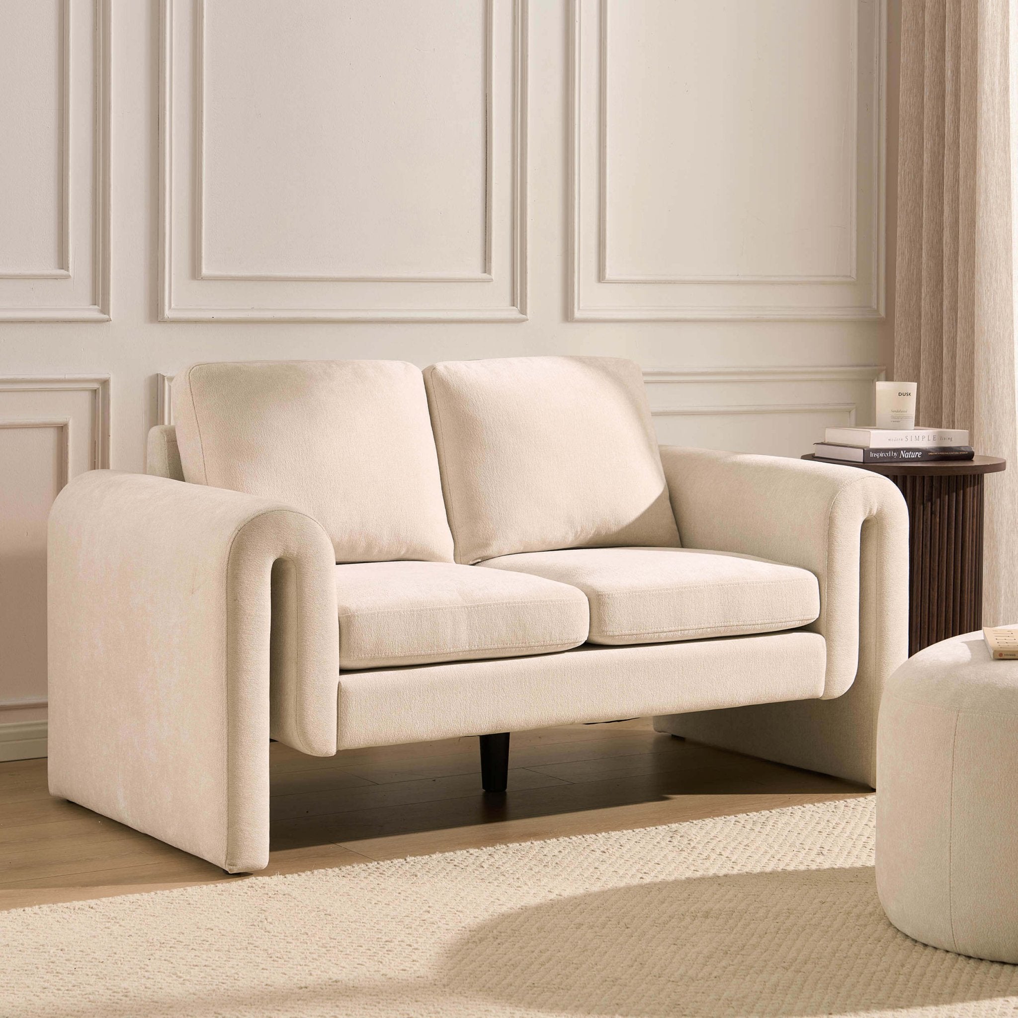 Marseille Compact 2 Seater Sofa - Chenille Ivory - DUSK