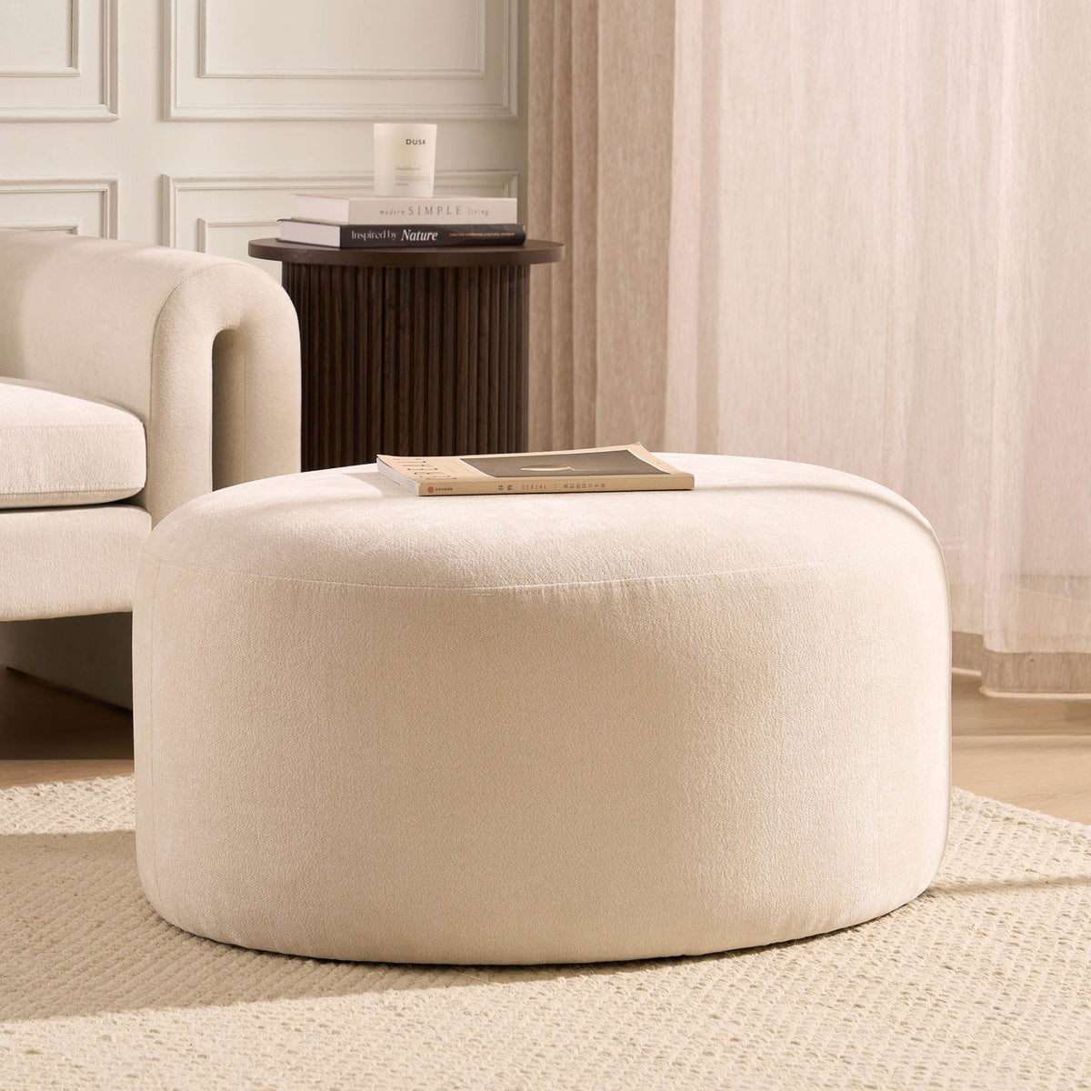 Marseille Pouffe - Chenille Ivory - DUSK