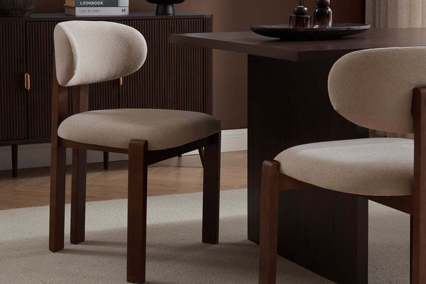 Matty Set of 2 Dining Chairs - Chenille Oatmeal - DUSK