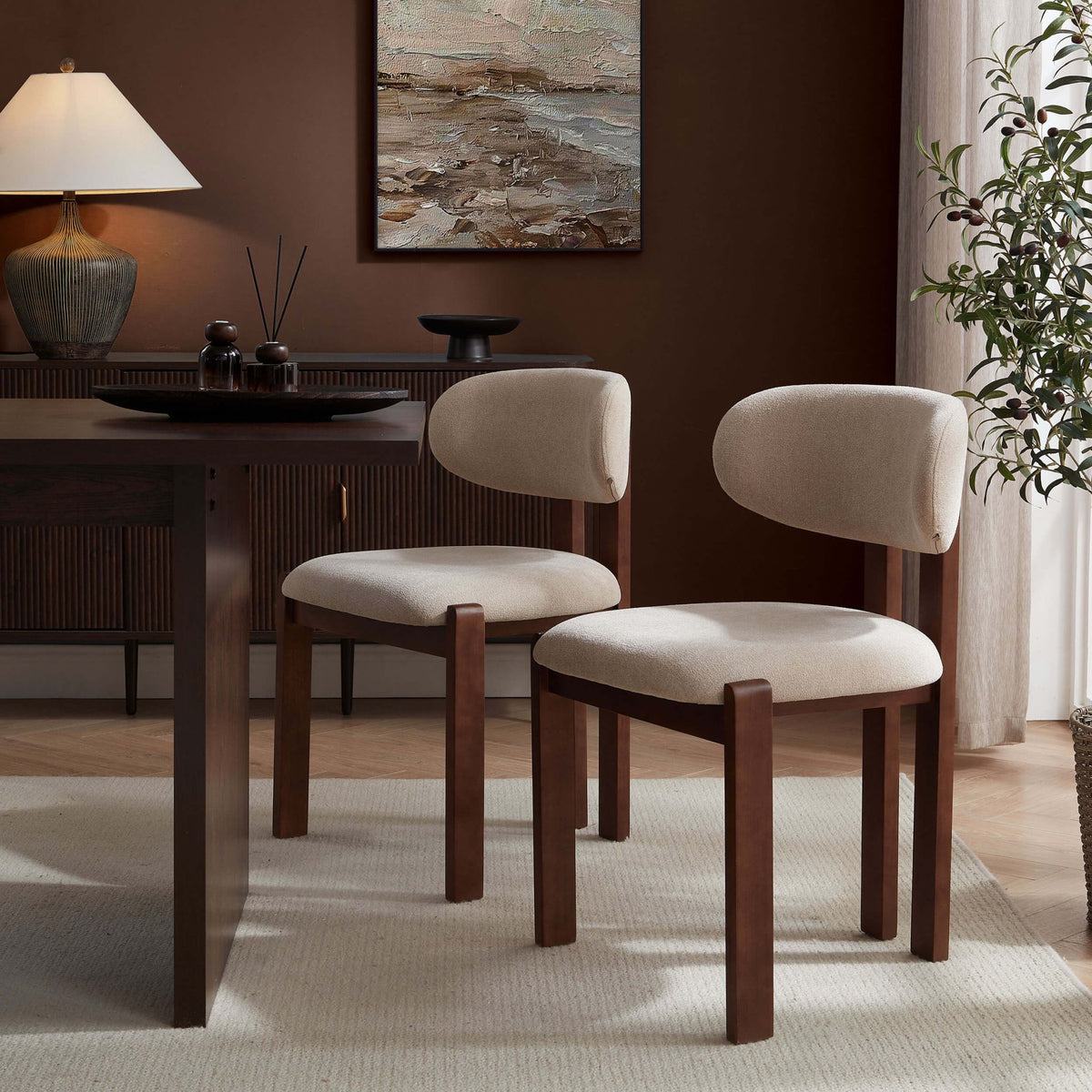 Matty Set of 2 Dining Chairs - Chenille Oatmeal - DUSK
